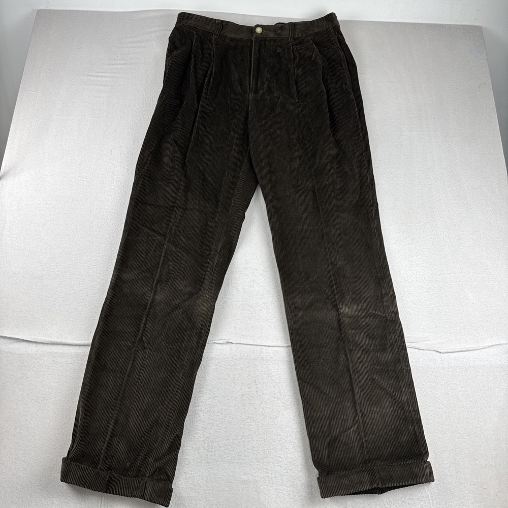 New! Nautica Rigger Mens Corduroy Pants 33*34 Classic Fit Double Pleated Cuffed